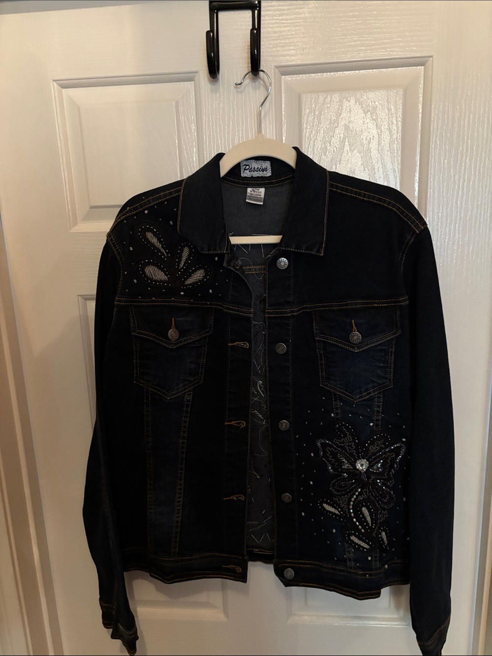 Black Embellished Women's Denim Jacket